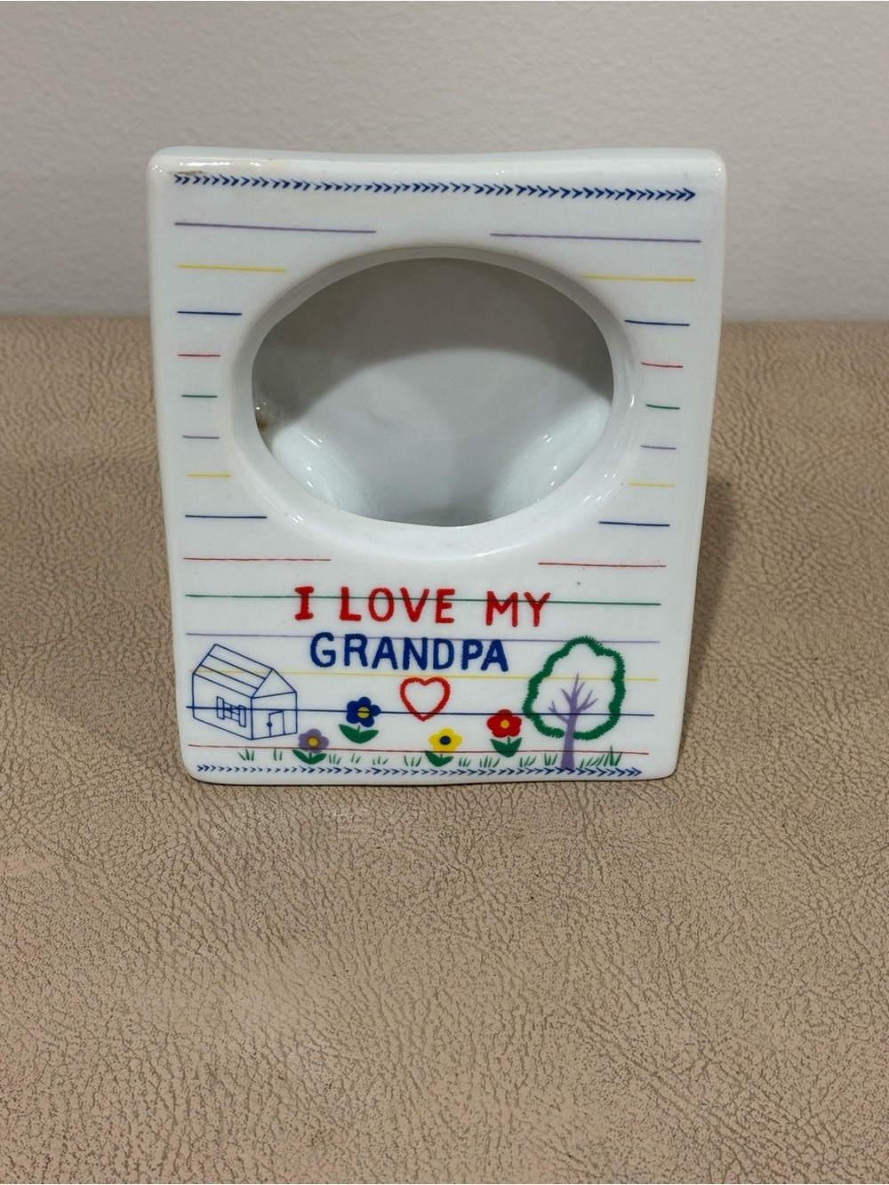 Vtg,  I Love My Grandpa Picture Frame 4x5 Ceramic Colorful